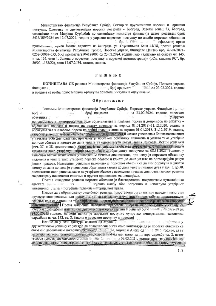 Drugostepeno rešenje - kontrola PDPL (2024)